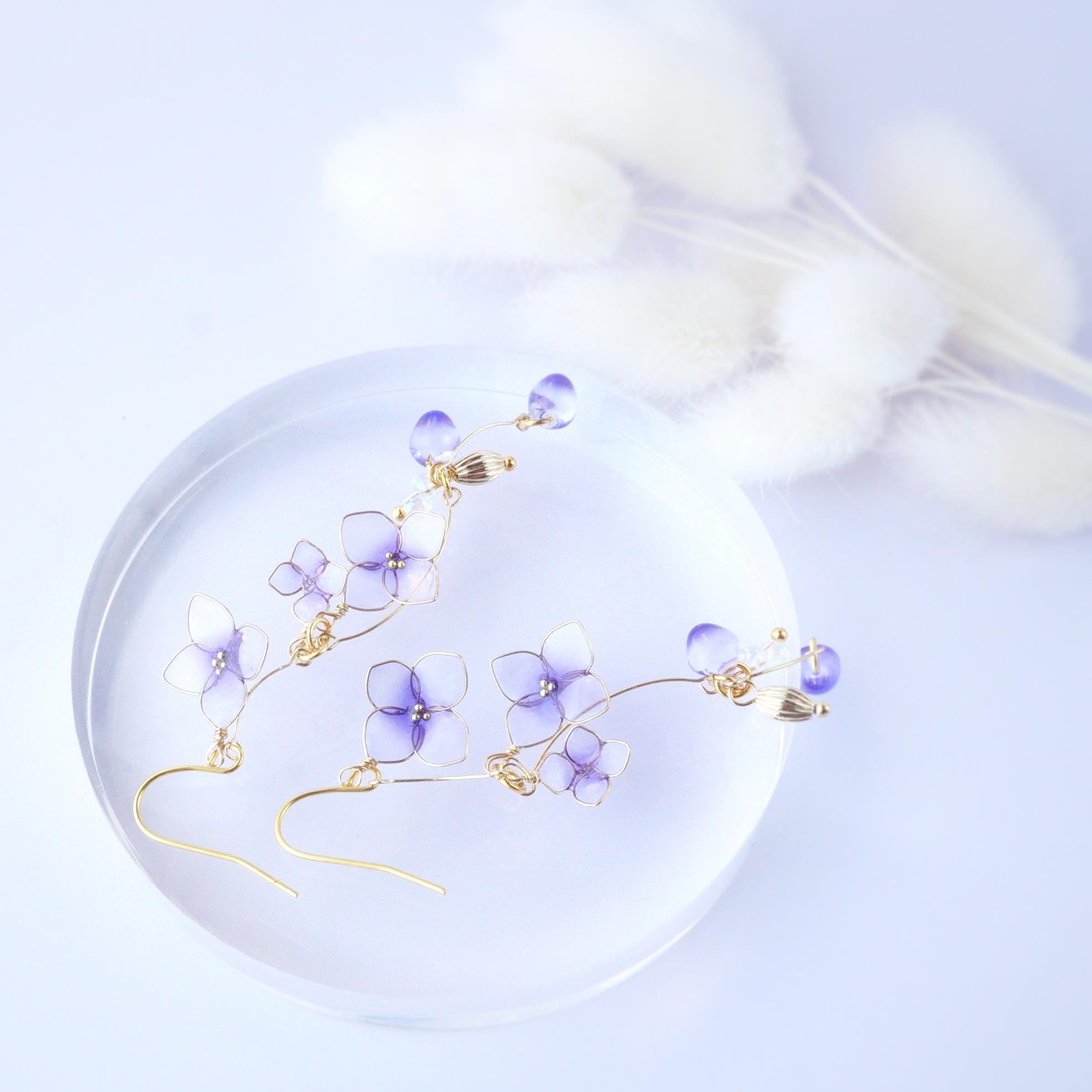 藤二藍の紫陽花　ピアス&イヤリング