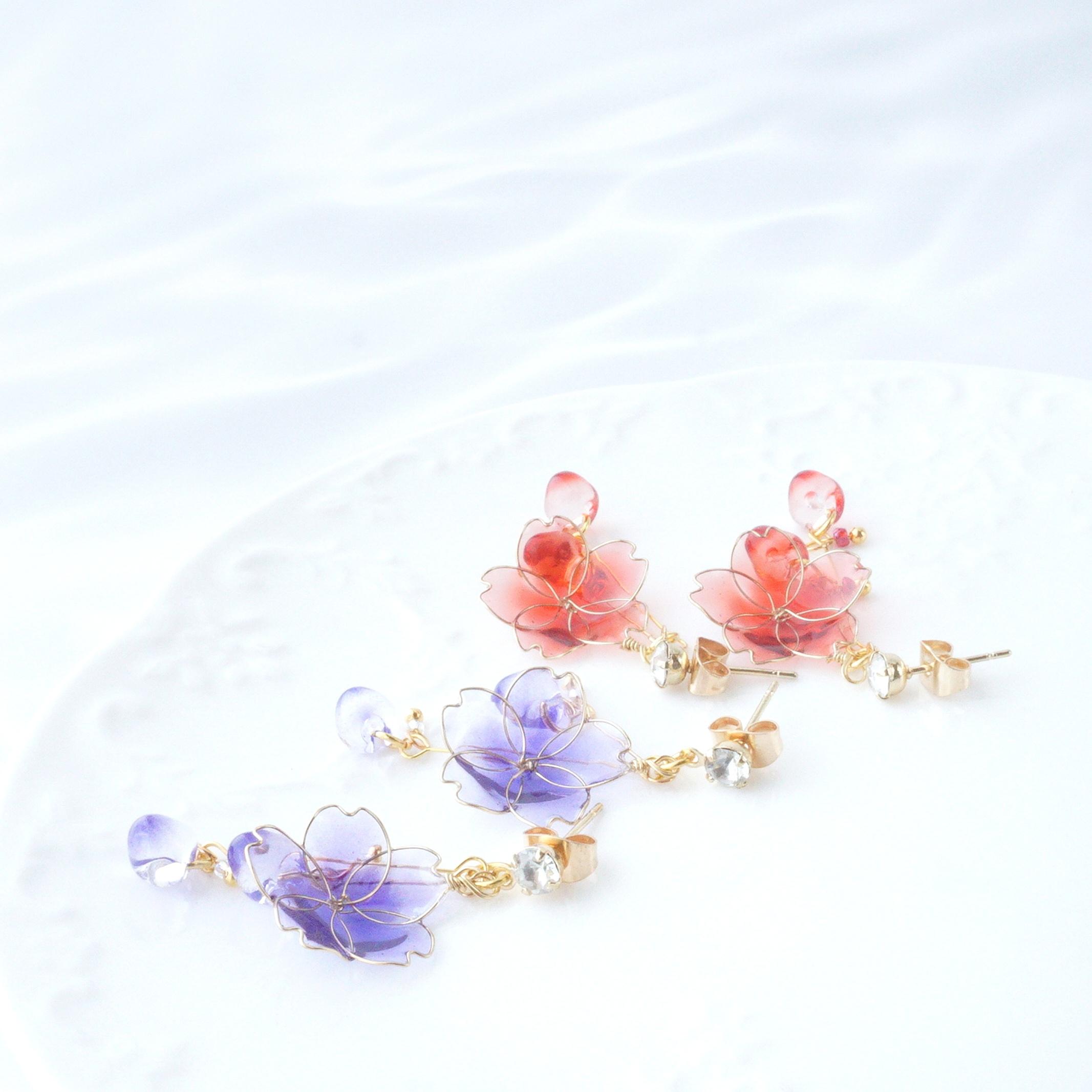 宵闇の花いかだ(桜)　ピアス&イヤリング