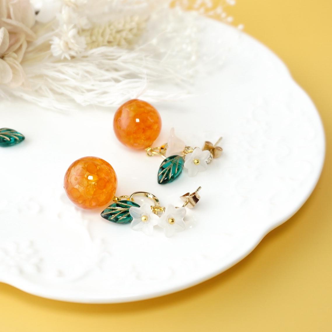 ジューシーオレンジ(推し活オレンジ)　ピアス&イヤリング1枚目の画像